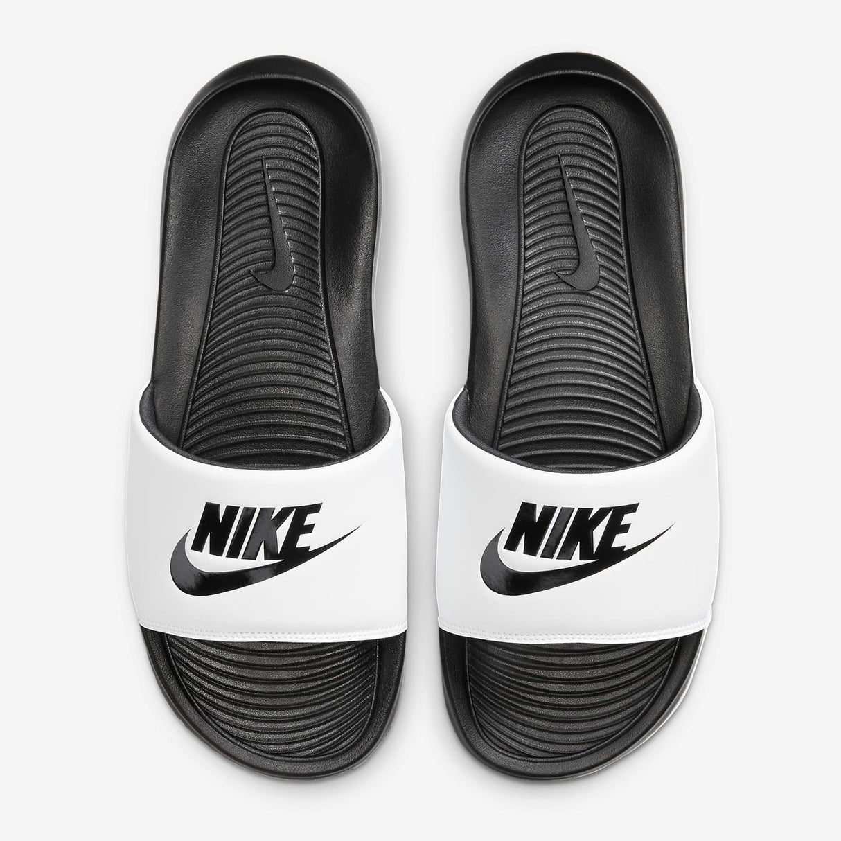 Nike Victori One Slides in Black/White/Black