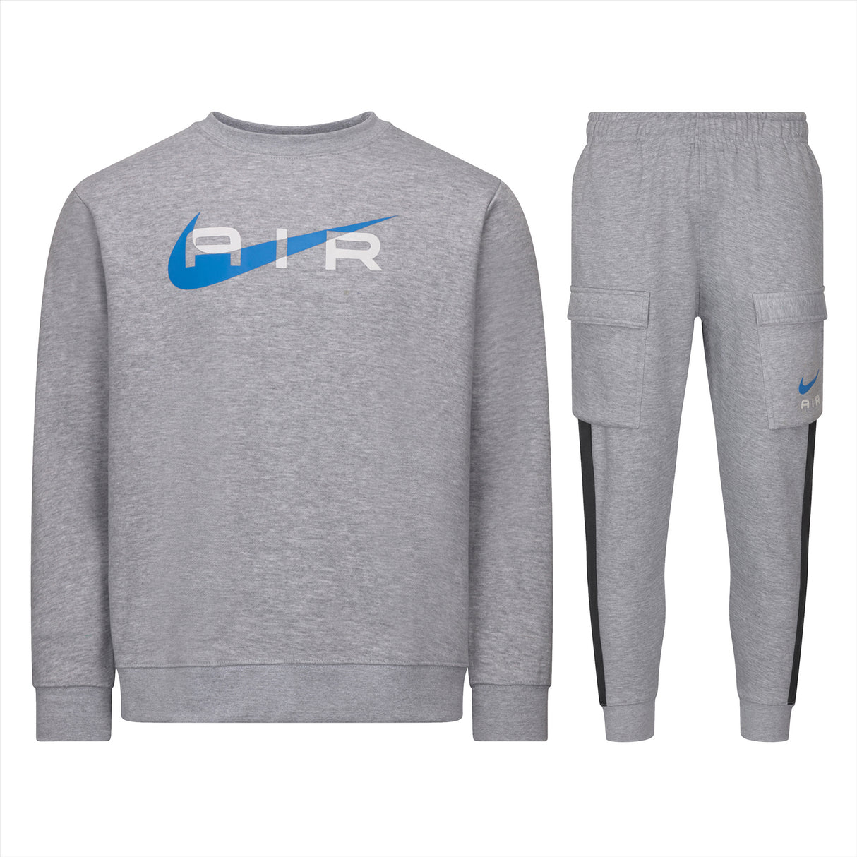 Nike Air Men's Fleece Crew Neck Tracksuit in Grey