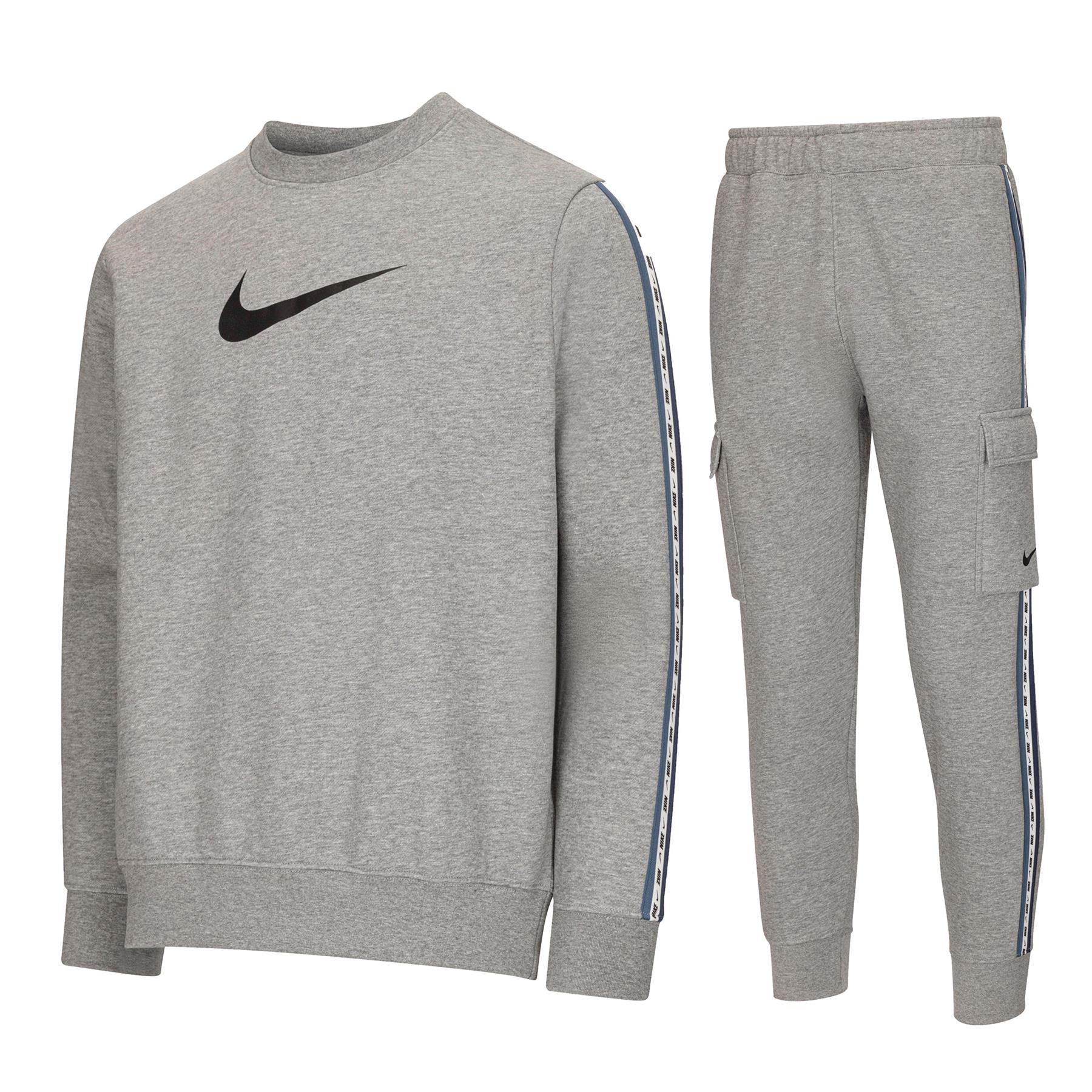 Mens grey clearance nike fleece tracksuit