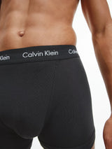 Calvin Klein Men's 3 Pack Cotton Stretch Mid Rise Trunks in C-Black/Blue/Blue