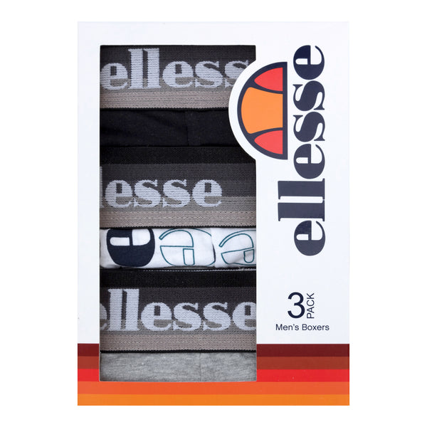 Ellesse Men’s Muxel 3 Pack Underwear Trunks Grey / White / Black
