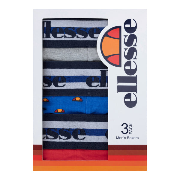 Ellesse Men’s Muxel 3 Pack Underwear Trunks Grey / Blue / Red