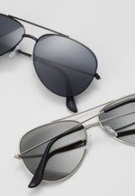Only & Sons 2 Pack Aviator Sunglasses Black & Silver