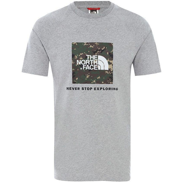 The North Face Men's Raglan Redbox T-Shirt in Light Grey Heather/Digital Camo