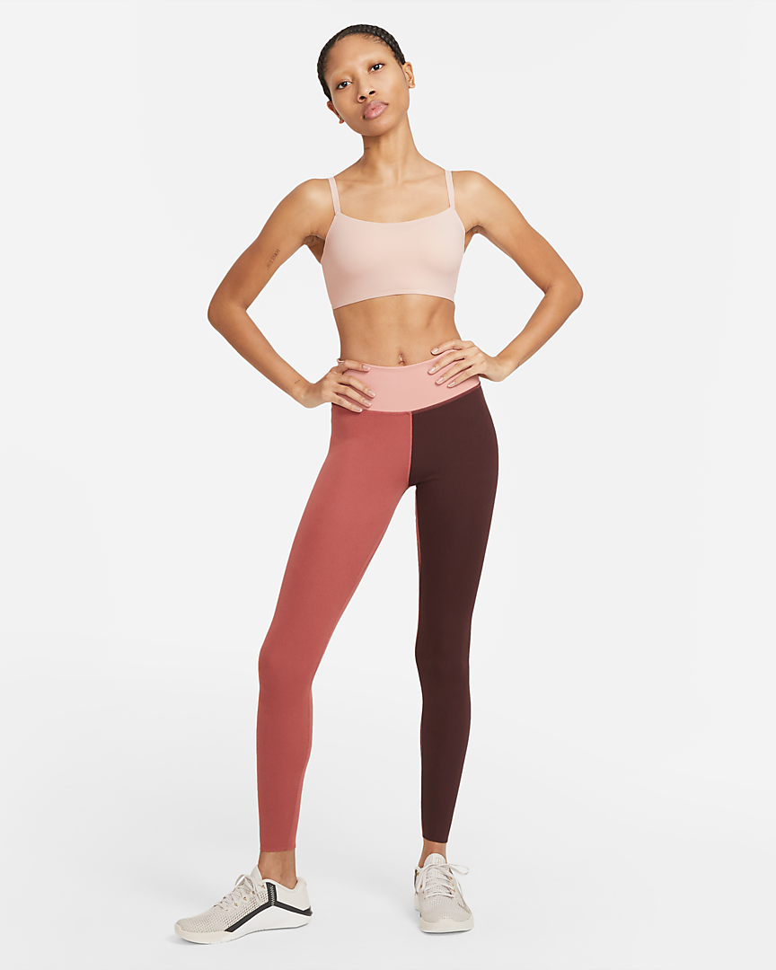 Nike One Luxe Women's Mid-Rise Ribbed Leggings in Canyon Rust