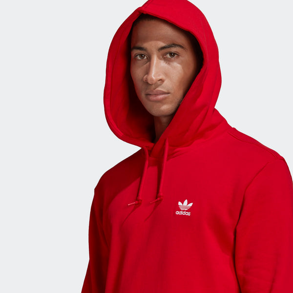 Adidas Originals Men’s Trefoil Essentials Hoodie in Scarlet