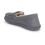 Men's Moccasin Lace Slippers with Faux Fur Lining in Grey